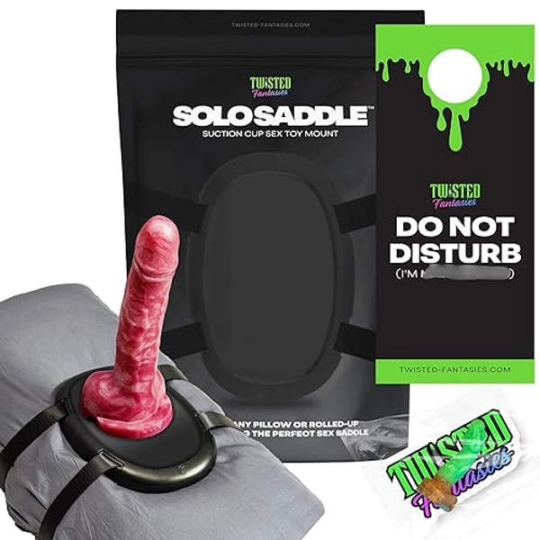 Twisted Fantasies Solo Saddle - Suction Cup Dildo Mount – Strap on a Pillow or Towel, Sex Chair Swing, Dildo Holder, Platform Base for Adult Sex Toys - Black 