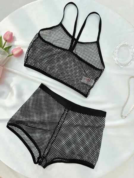 AltCore Hollow Out Fishnet Lingerie Set