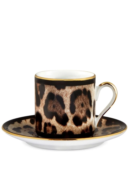 Dolce & Gabbana leopard-print porcelain espresso set | One Size