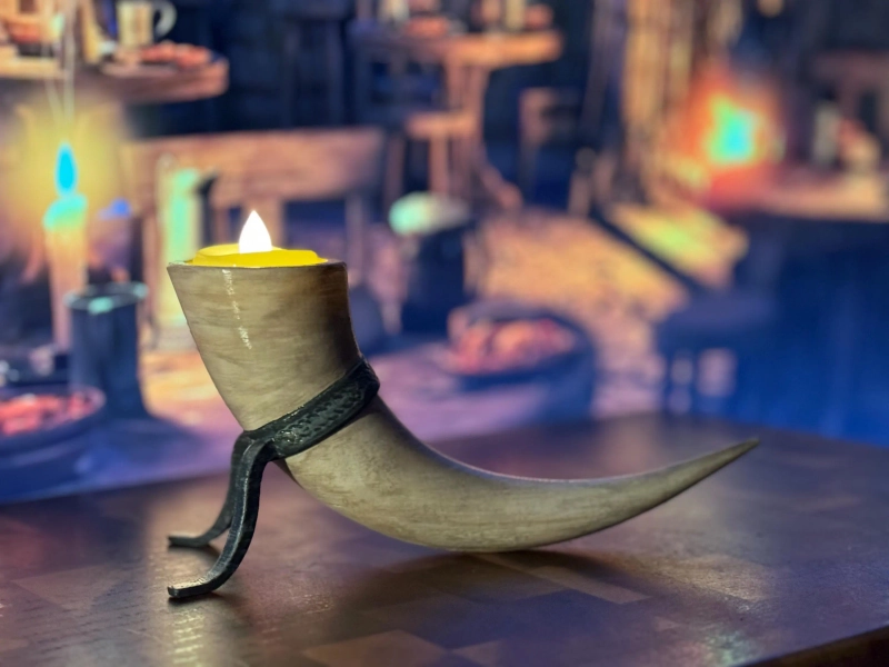 Skyrim inspired goat horn candle