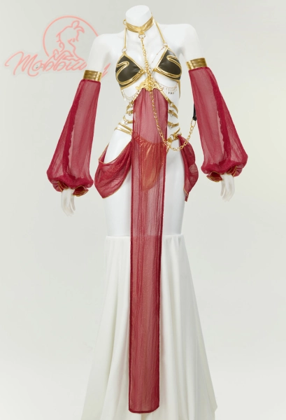 Princess Derivative Costume Sexy Lingerie Top Thong with Sleeves Choker Chest Chain