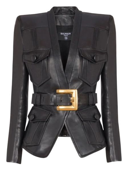 Balmain belted leather jacket | 34