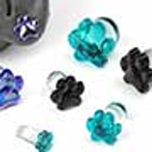 Single Flare Glass Paw Print Plugs