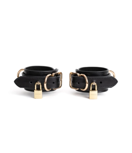 Anoeses Estrid Handcuffs Black with Gold Lock