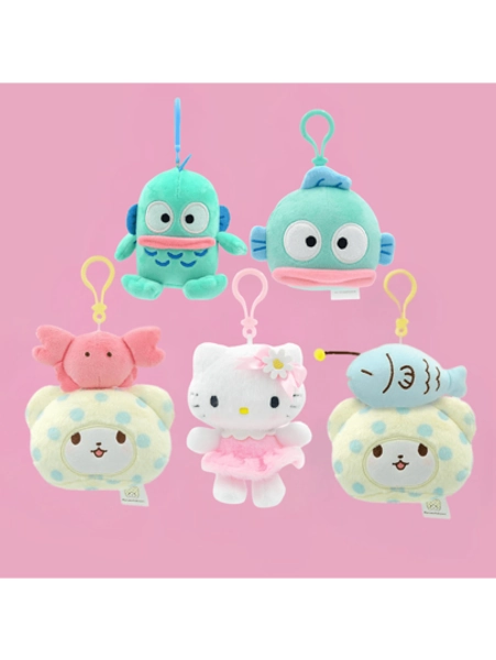 Sanrio 1st Sanrio Characters Keychain Autentisk Hello Kitty, Marumofubiyori, Hangyodon, Söt Anime Plysch Berlock, Påsk, Mors dag och andra julklappar, Väska & ryggsäck Bilnyckelring för kvinnor, Hello Kitty-artiklar