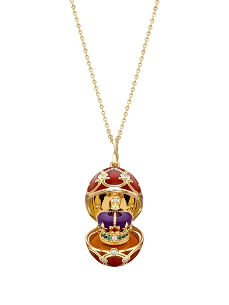 Fabergé 18kt yellow gold Heritage Coronation Crown Surprise diamonds locket pendant | One Size