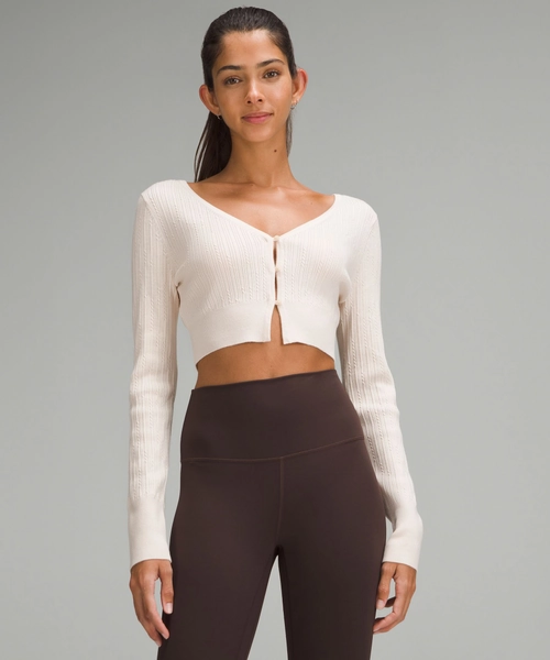 Ribbed Merino Wool-Blend Cropped Cardigan