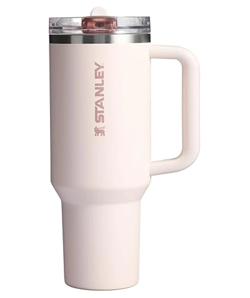 Stanley Quencher ProTour Flip Straw Tumbler with Leakproof Lid 40 oz | Built-In Straw & Handle | Cupholder Compatible for Travel | Insulated Stainless Steel Cup | BPA-Free | Rose Quartz Solid