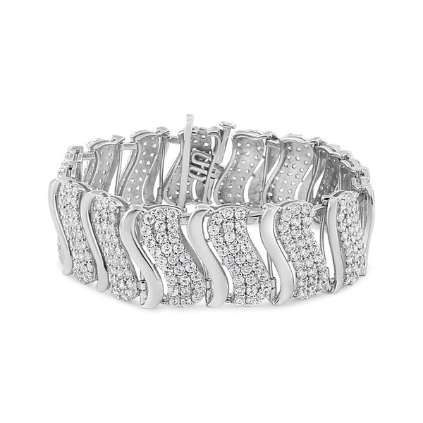 14K Gold 15.0 Cttw Diamond Chevron Wave 7.25 Inch Link Bracelet (J-K Color, I1-I2 Clarity)