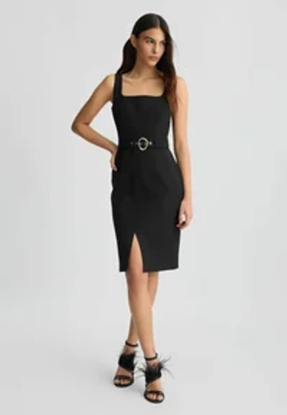 SHEATH WITH BELT - Shift dress - black