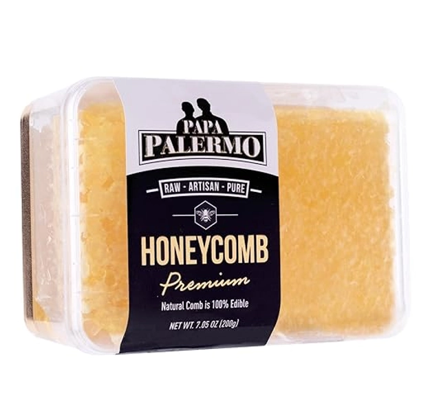 Papa Palermo Honeycomb 100% Edible, All-Natural, Gourmet Raw Honeycomb, No Additives, No Preservatives - 7 oz - 7 Ounce (Pack of 1)