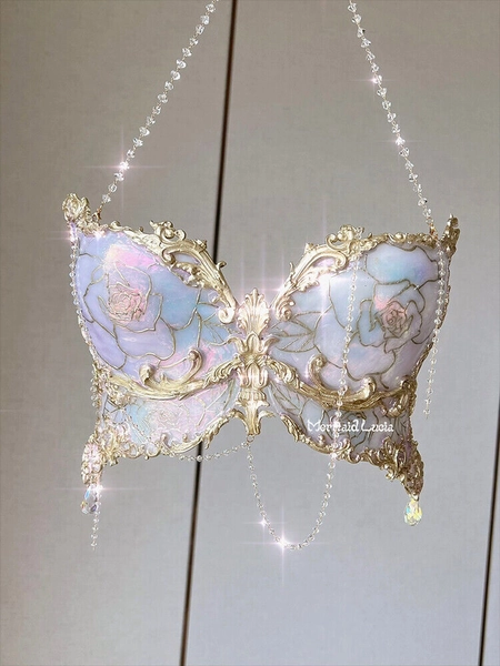 MOONSTONE BUTTERFLY RESIN MERMAID CORSET BRA TOP COSPLAY COSTUME