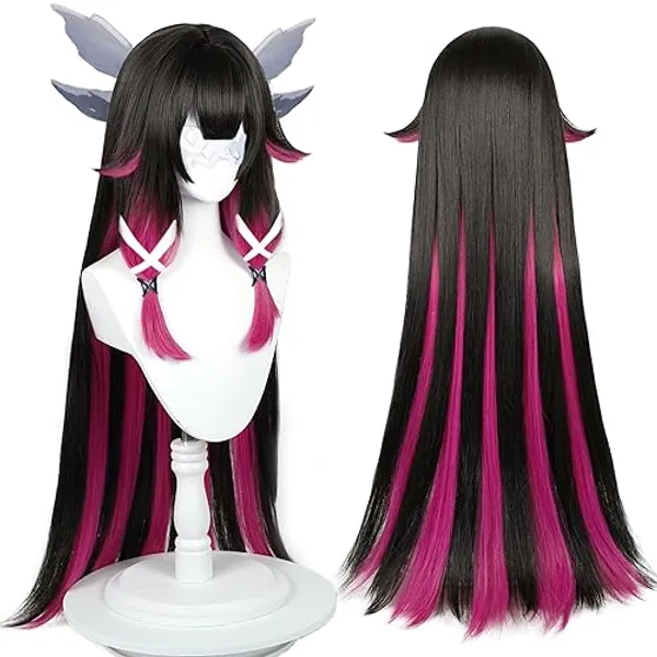 Cosplay Wig for Genshin Impact Colombina Damselette Anime Wigs With Black Mix Light Purple Hair Synthetic Fabric with Free Wig Cap for Comic Con, Cosplay Show, Halloween