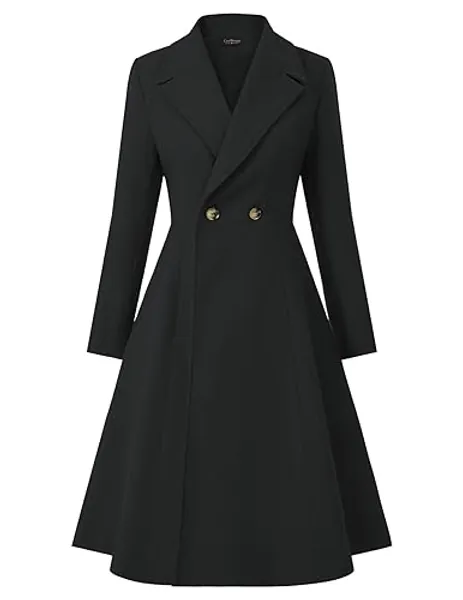 CURLBIUTY Women Swing Double Breasted Pea Coat Winter Long Overcoat Jacket - Red XX-Large