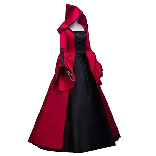 CountryWomen Gothic Victorian Dress Civil War Southern Belle Tea Party Ball Gown Cosplay Costume - X-Large - Black and Red