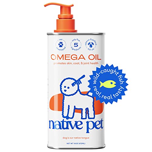 Native Pet Omega 3 Fish Oil Supplements with Omega 3 EPA DHA for Dogs Liquid Pump is Easy to Serve, Supports Itchy Skin + Mobility - a Fish Oil Dogs Love! (16 oz) - 16 oz