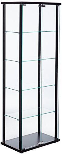 COASTER 5-Shelf Glass Curio Cabinet Black and Clear - 23.8"x14.5"x64.2"