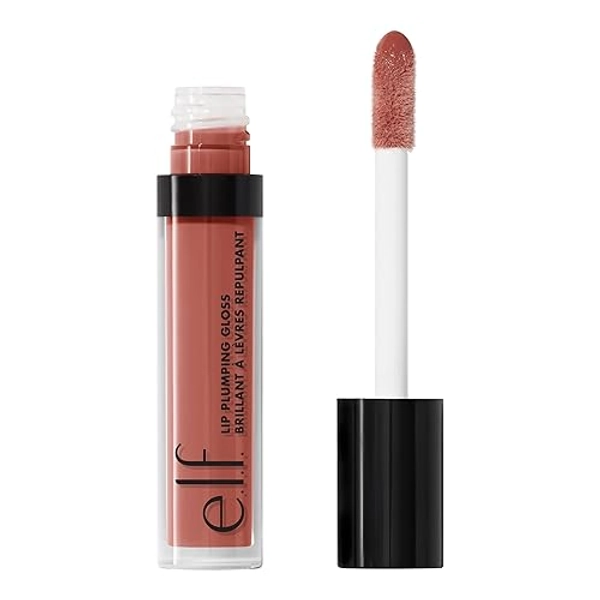 e.l.f. Lip Plumping Gloss, High-Shine Shimmer Finish, Volumizing & Hydrating, Mocha Twist, 0.09 Fl Oz (2.7mL)