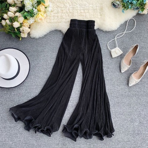 'Restless' Black Wide Leg Flowy Goth Pants - Black / M