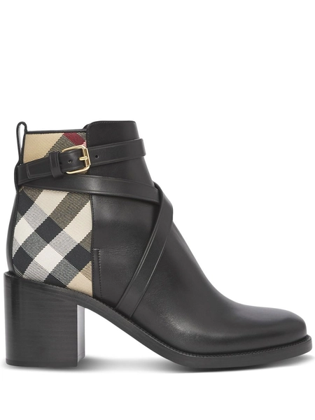 House Check mid-heel boots