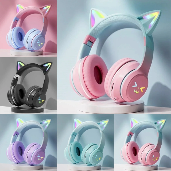 Cat Wireless RGB Light Up Headset with Microphone in Various Colours