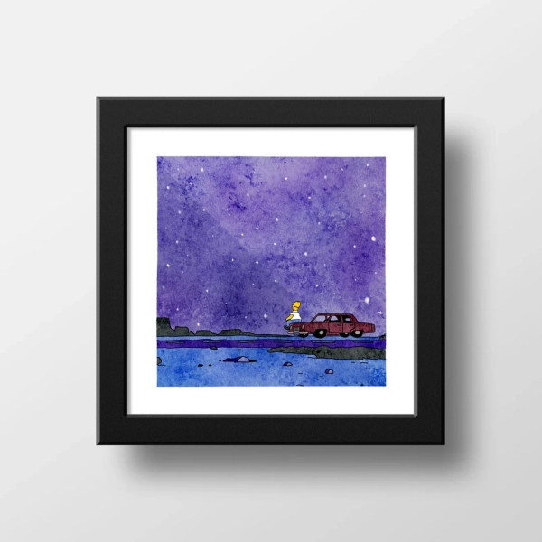 The Simpsons Mother Simpson Watercolour Print, Scenic Simpsons, Homer Simpson Sky Poster Watercolor Illustration Print Wall Art 21x21cm - Etsy UK