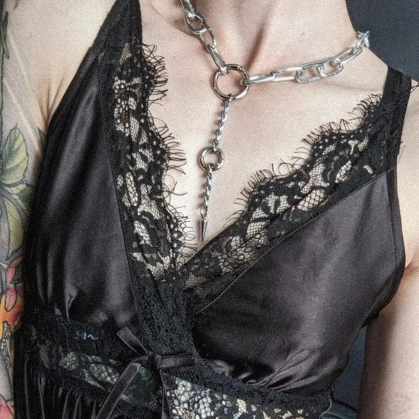 Spiked O Ring Necklace • Steel necklaces • Industrial jewellery • Punk style • Gothic Jewellery • Alternative