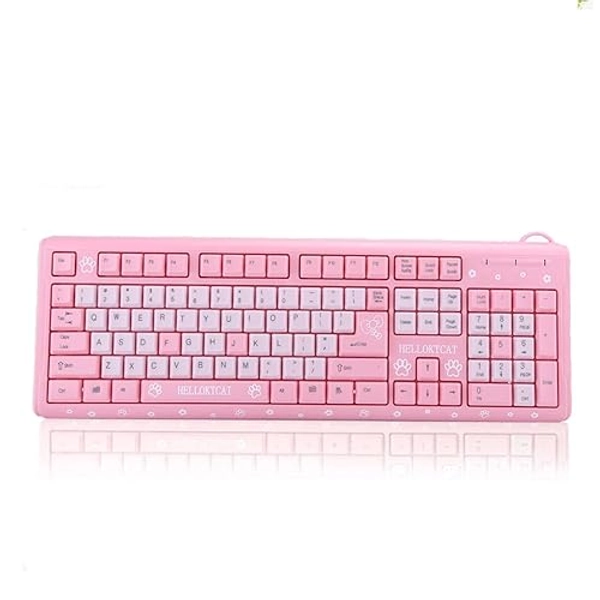 Wired Keyboard, USB Ultra-Thin Cute Keyboard, Adjustable Back Bracket, no delay, Anti-wear, wear-Resistant and Anti-wear, Suitable for Home, Business Office, Games(Pink)