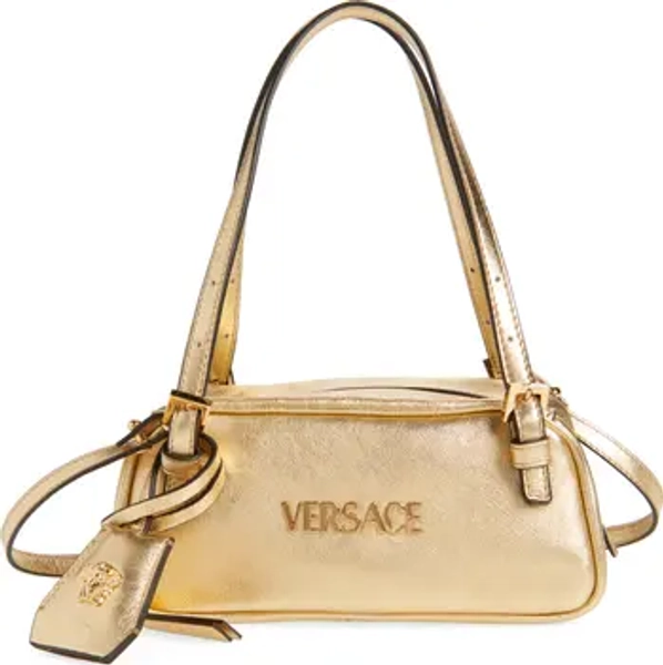 Mini Tag Bowling Metallic Leather Shoulder Bag