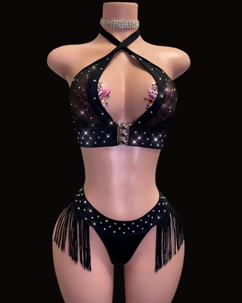 Fringe and Rhinestone Black
