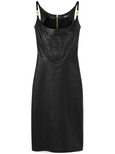 Versace - Corset-style leather midi dress