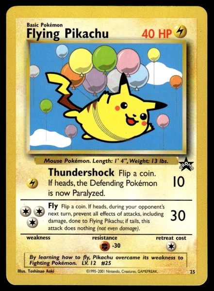 Pokemon Juego de Cartas Coleccionables WoTC Promo #25 Flying Pikachu (Pequeño Pliegue) HP
