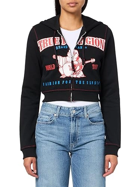 True Religion Women's Anniversary Big T Shrunken Zip Hoodie​