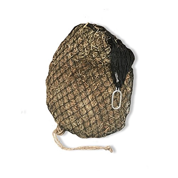 Hay Chix Hay Net for Horses | Slow Feed Hay Bag Feeder | Made with Marine-Grade UV Treated Nylon | Holds 4-6 Flakes | Half Bale Net (1 3/4" Holes) Easy Open and Close with Our Patented Hoggle