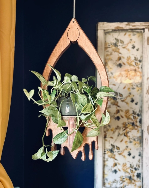 Lady bits drip, plant hanger, wood planter, plant stand, plant pot, gift for plant lover, Christmas gift for wife, home decor, fun decor