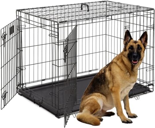 Dog Cage Pet Puppy Metal Cage Training Crate Carrier Small/Medium/Large/X Large/XX Large Black, (Small 24"(L61xH48.5xW42cm)) - Small 24"(L61xH48.5xW42cm)
