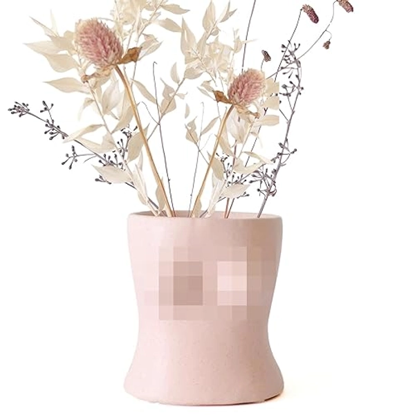 BASE ROOTS Home Decor Plant Pot, Aesthetic Room Decor Flower Vase, Boho Planter for Indoor Plants, Clean Girl Aesthetic Flower Pot for Living Room & Bedroom Decor, Ceramic Vase for Apartment Décor