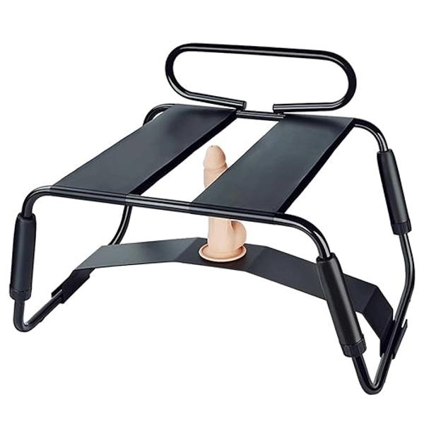 Sex Chair Adjustable Height Sex Bench Bouncing Mount Sex Stool Weightless Position Bouncer Chair with Handrail and Dildo Stainless Portable Elastic Chairs BDSM Sex Novelty Toy for Adult Game (Black)