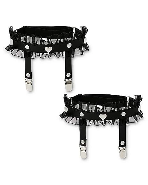 Black Lace Heart Leg Garters