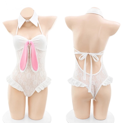 White Lace Bunny Bodysuit