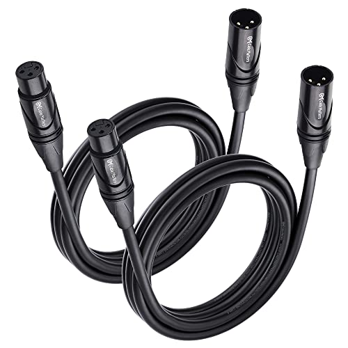 Cable Matters 2-Pack Premium XLR to XLR Cables, XLR Microphone Cable 6 Feet, Oxygen-Free Copper (OFC) XLR Male to Female Cord, Mic Cord, XLR Speaker Cables, Black - 6 Feet