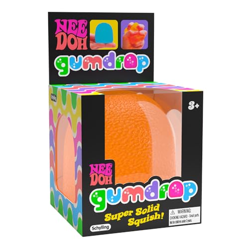 Schylling NeeDoh Gumdrop - Textured Sensory Toy with Super Solid Squish - 2.5" Tall - Colors May Vary (Pack of 1) - GumDrop Colors may vary - 1 Pack