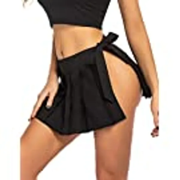 ADOME Women Pleated Mini Skirt Role Play Solid Lingerie Skirts