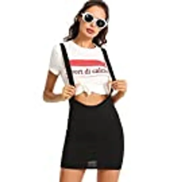 Romwe Women's Sexy Bodycon Mini Pencil Overall Suspender Skirt