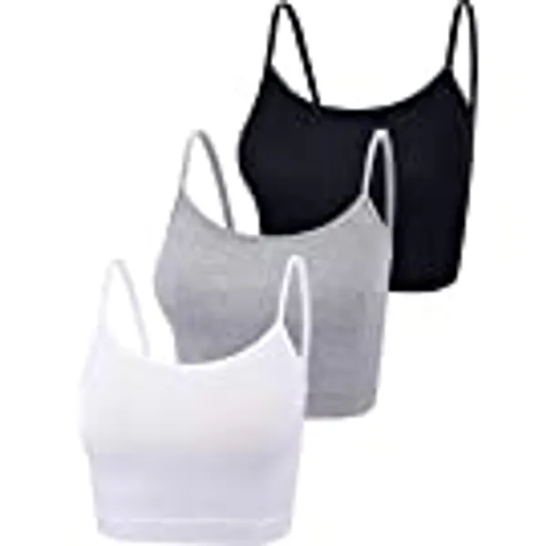 Boao 3 Pcs Crop Camisole Top Spaghetti Strap Tank Sleeveless Crop Tank Top for Women Sports