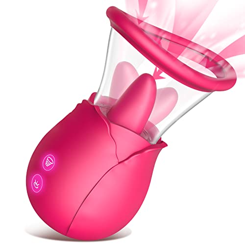 Rose Sex Toy Vibrator for Women - Brafzid 2 in 1 Licking & Sucking Rose Vibrator Stimulator Clits Nipples Vacuum Pump Sucker Massager with Suction Cup, 7 Licking Modes Adult Sex Toys