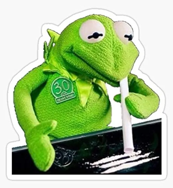 Kermit Cocaine - Sticker Graphic - Auto, Wall, Laptop, Cell, Truck Sticker for Windows, Cars, Trucks