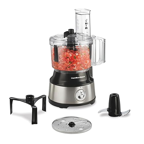 Hamilton Beach Food Processor & Vegetable Chopper for Slicing, Shredding, Mincing, and Puree, 10 Cups + Easy Clean Bowl Scraper, Black and Stainless Steel (70730) - Bowl Scraper, Black and Stainless
