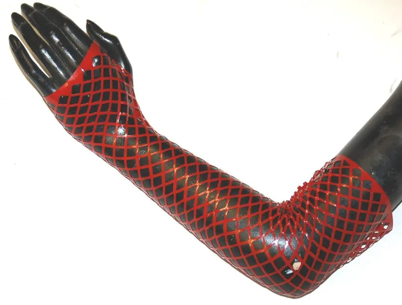 Latex Fishnet Fingerless Gloves
