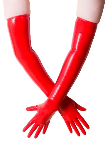 Shoulder Length Latex Gloves- Moulded & Black | Red / M